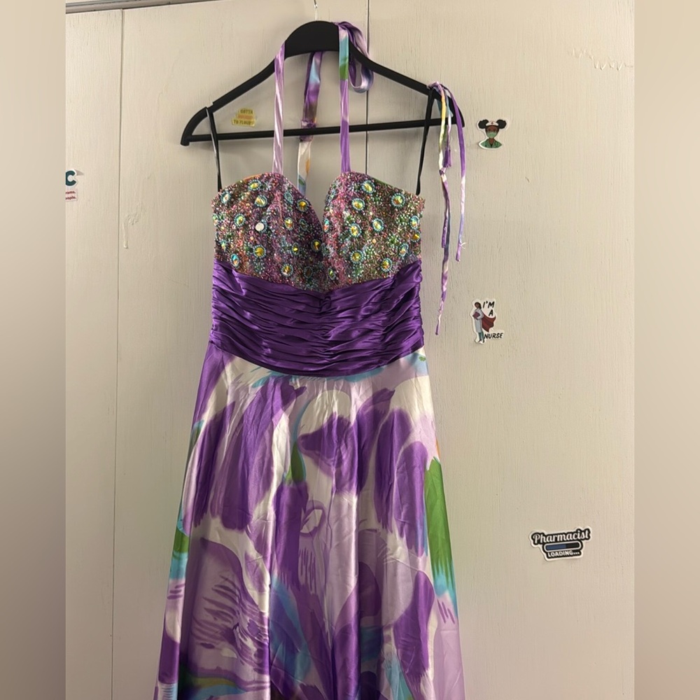 Elegant Purple Floral Maxi Dress